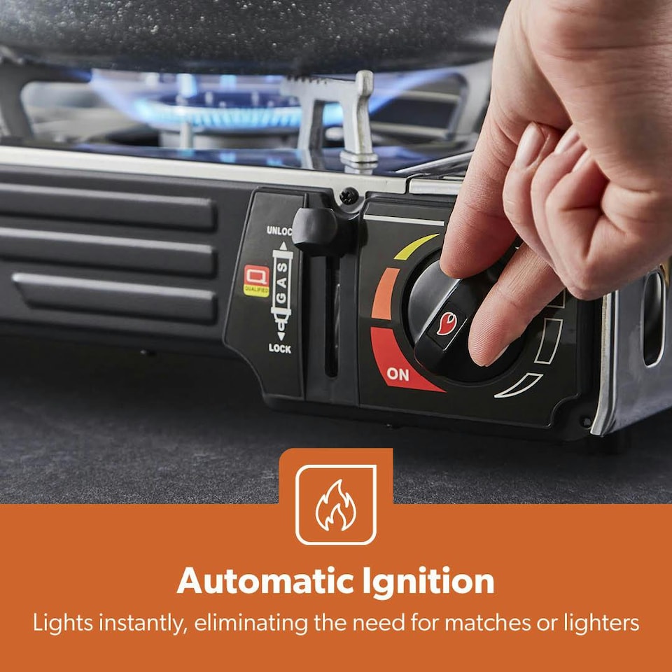 image 1 of GEEPAS Portable Camping Gas Stove, Double Burner