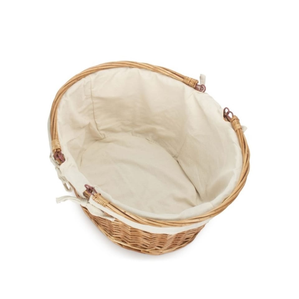 image 1 of Small Swing Handle Shopping Basket With White Lining | White | White | L