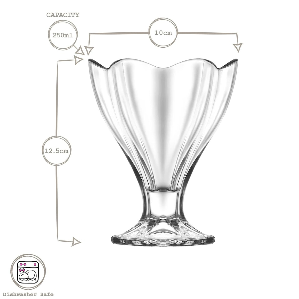 image 1 of LAV Lily Glass Ice Cream Bowls - 250ml - Pack of 12 Clear