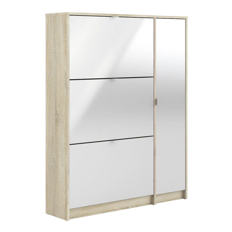 image 1 of Shoes Shoe Cabinet 3 Flip Down Doors and 2 layers 1 Door Oak structure