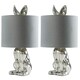 image 3 of ValueLights Pair Of Modern Chrome Ceramic Rabbit Hare Table Lamps With Grey Shades