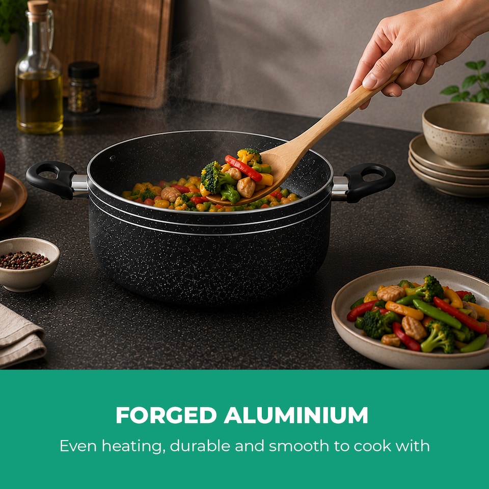 image 1 of ROYALFORD 28cm Casserole Dish with Tempered Glass Lid, Induction Safe Cooking Pot