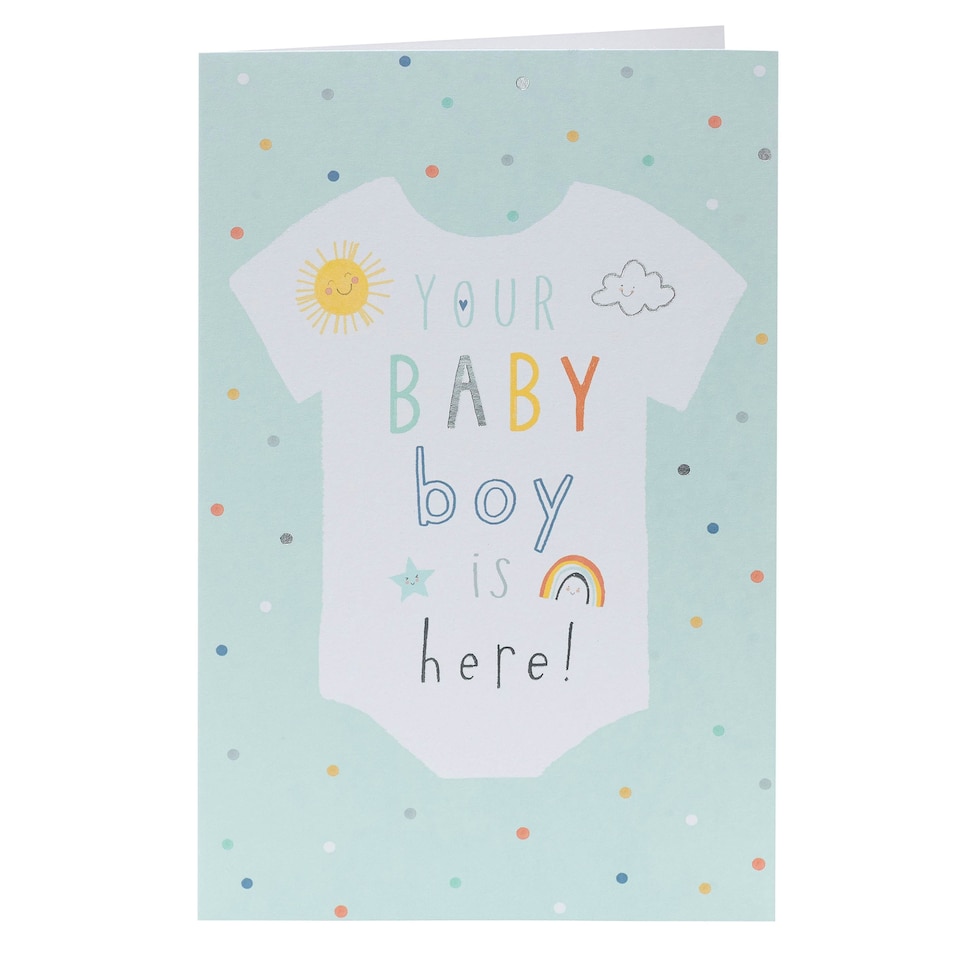 image 1 of New Baby Boy Congratulations Card for Him/Her/Friends/Parents | Outfit Design