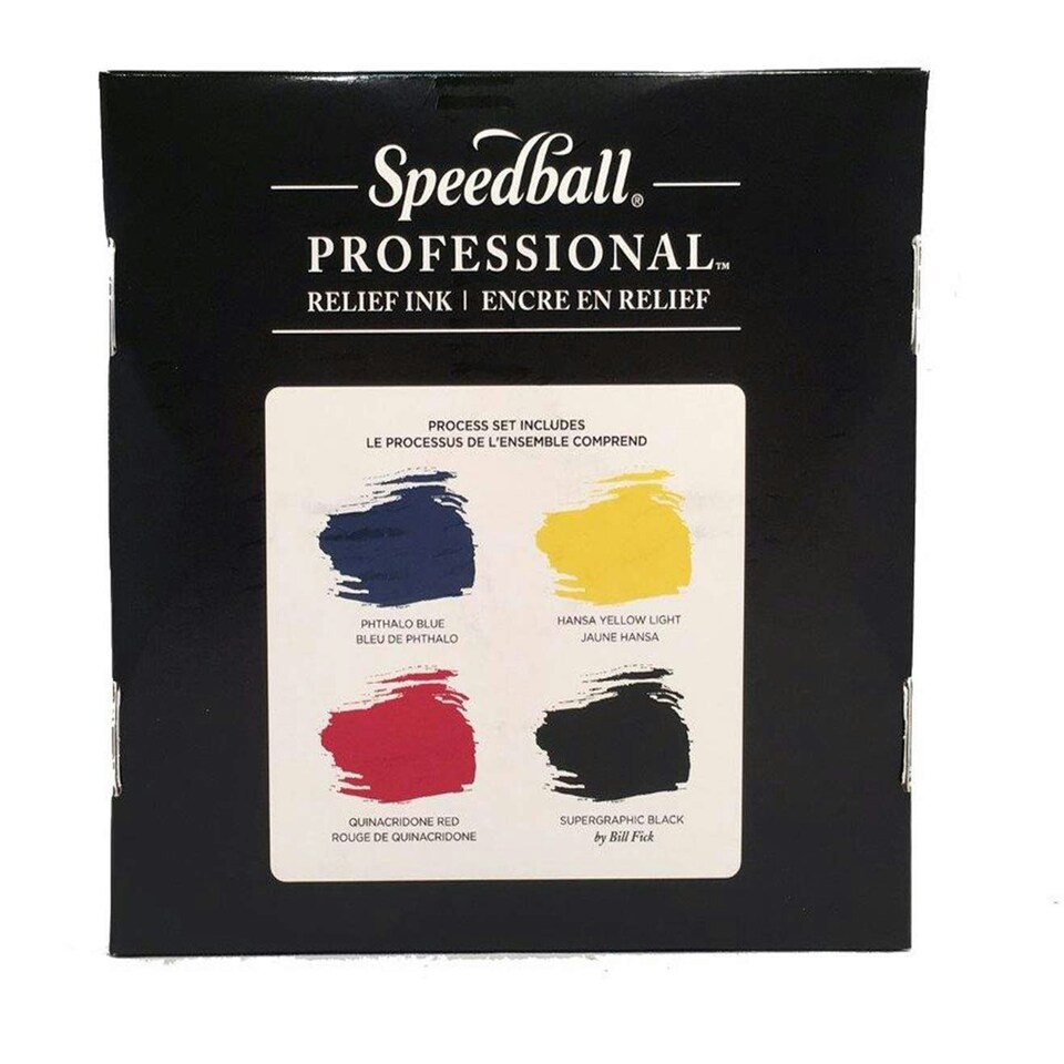 Professional Relief Ink - 4 Colour Set SG Black, Quin Red, Hansa Yellow, & Phthalo Blue Multi