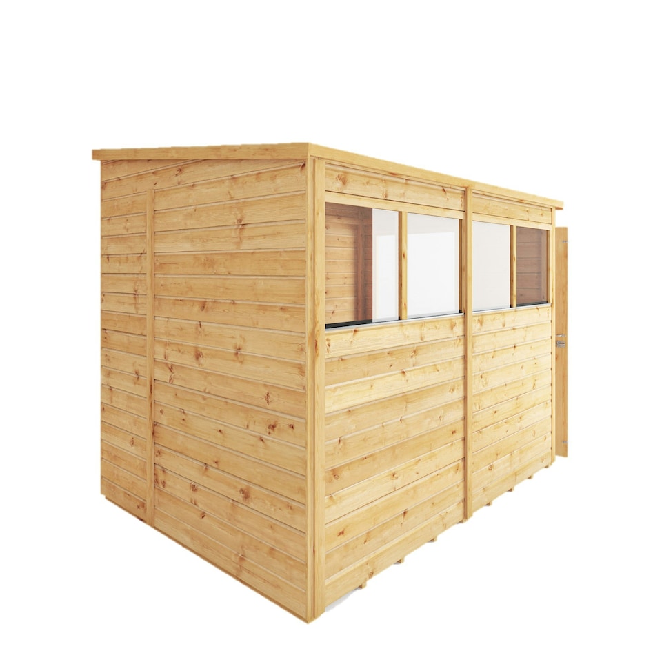 image 1 of 8 x 6 Garden Shed Pent Roof Wooden Shiplap Storage Shed Brown