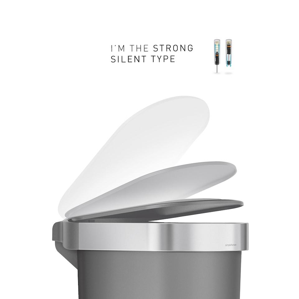 image 1 of Simplehuman 40L Slim Pedal Kitchen Bin with Liner Rim, Grey Plastic