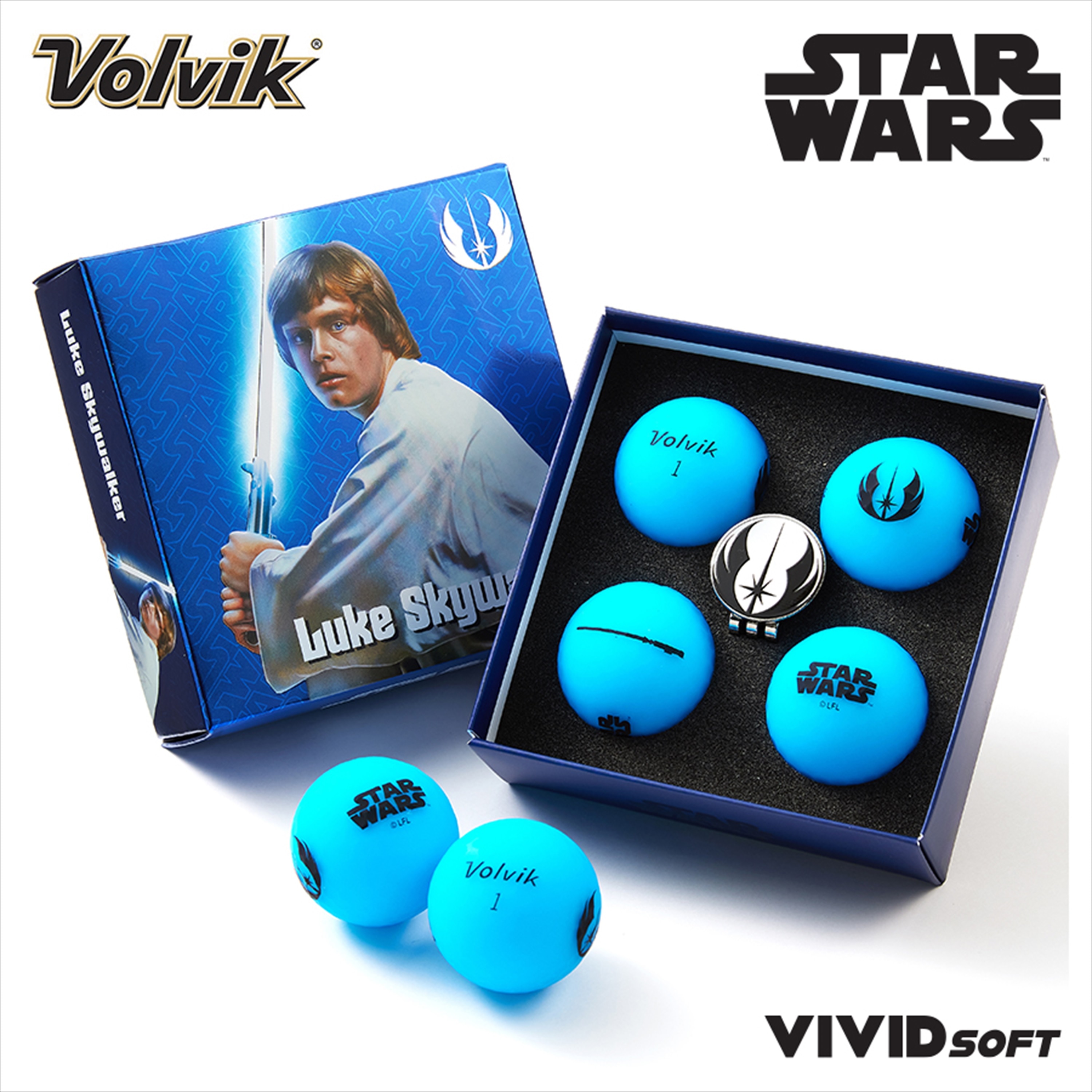 Volvik Vivid Soft Star Wars Luke Sky Walker 4 Ball + Marker Pack