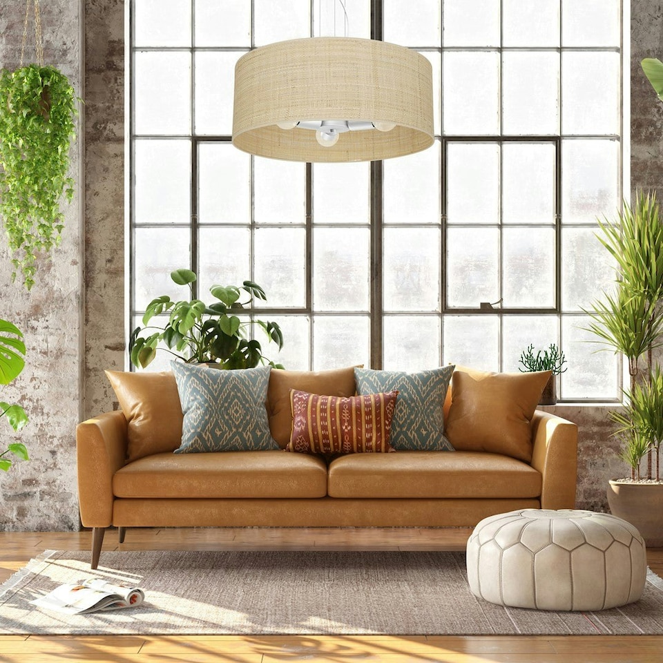 image 1 of Milagro Pendant Lamp Marshall White / Rattan 3XE27