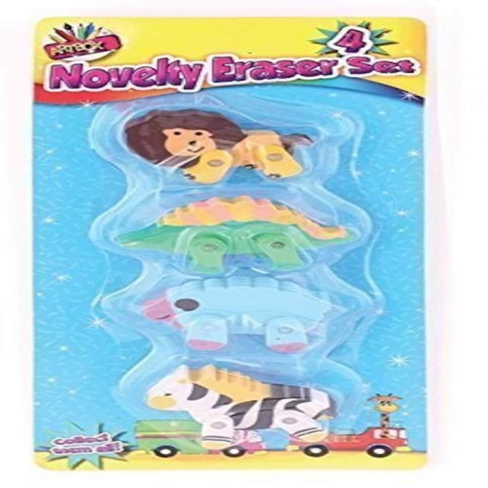 image 1 of Pack of 4 Animal Novelty Eraser Set