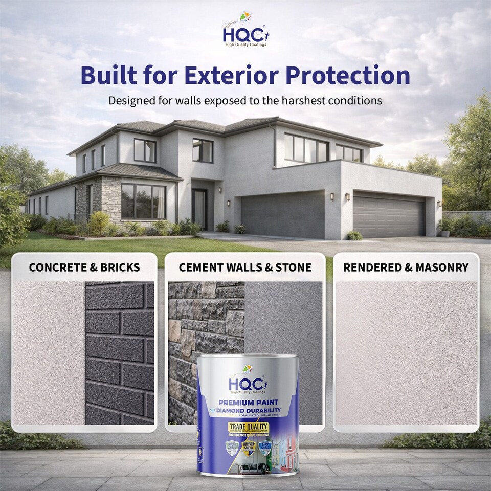 image 1 of HQC Masonry Paint -  Weatherproof & Long-lasting Protection For All Exterior Walls - Magnolia - 1L