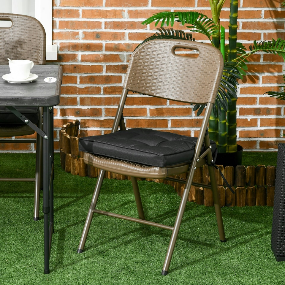 image 1 of Outsunny 42 x 42cm Replacement Garden Seat Cushion Pad with Ties 