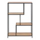 image 2 of Seaford Black Metal Asymmetrical Bookcase with 3 Oak Shelves