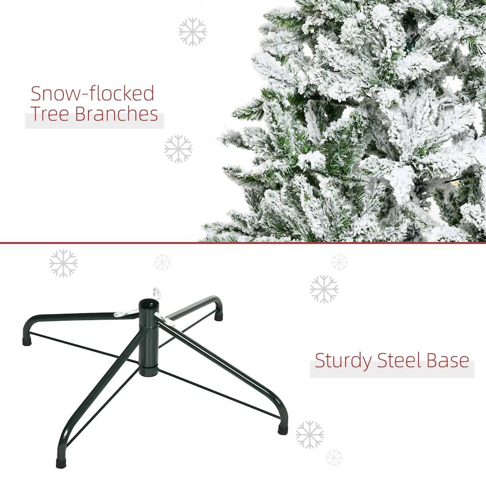 image 1 of HOMCOM 5ft Snow Flocked Artificial Christmas Tree w/ Realistic Branch Tips