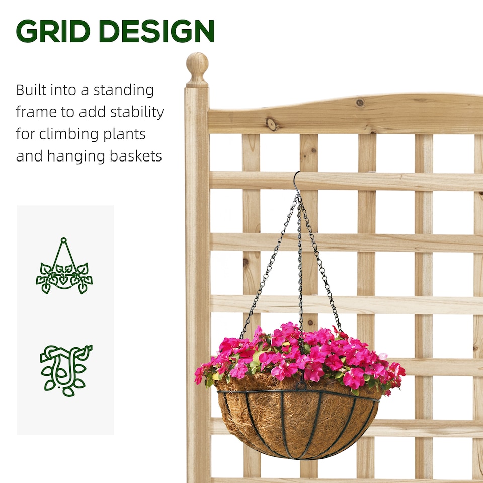 image 1 of Outsunny Raised Garden Bed with Trellis Garden Planters Indoor Outdoor Natural