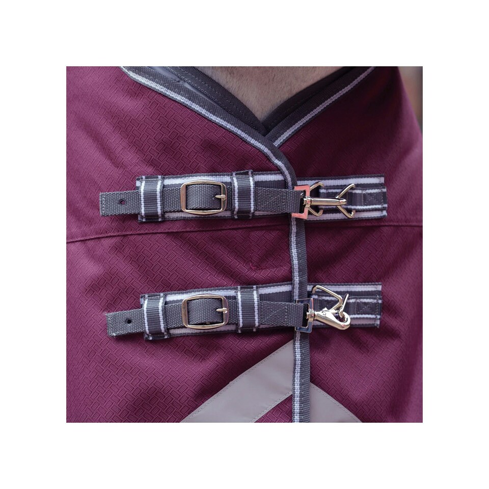 image 1 of Weatherbeeta Comfitec Plus Dynamic II Standard-Neck Lightweight Horse Turnout Rug - Maroon/Grey/White - 5´ 6"