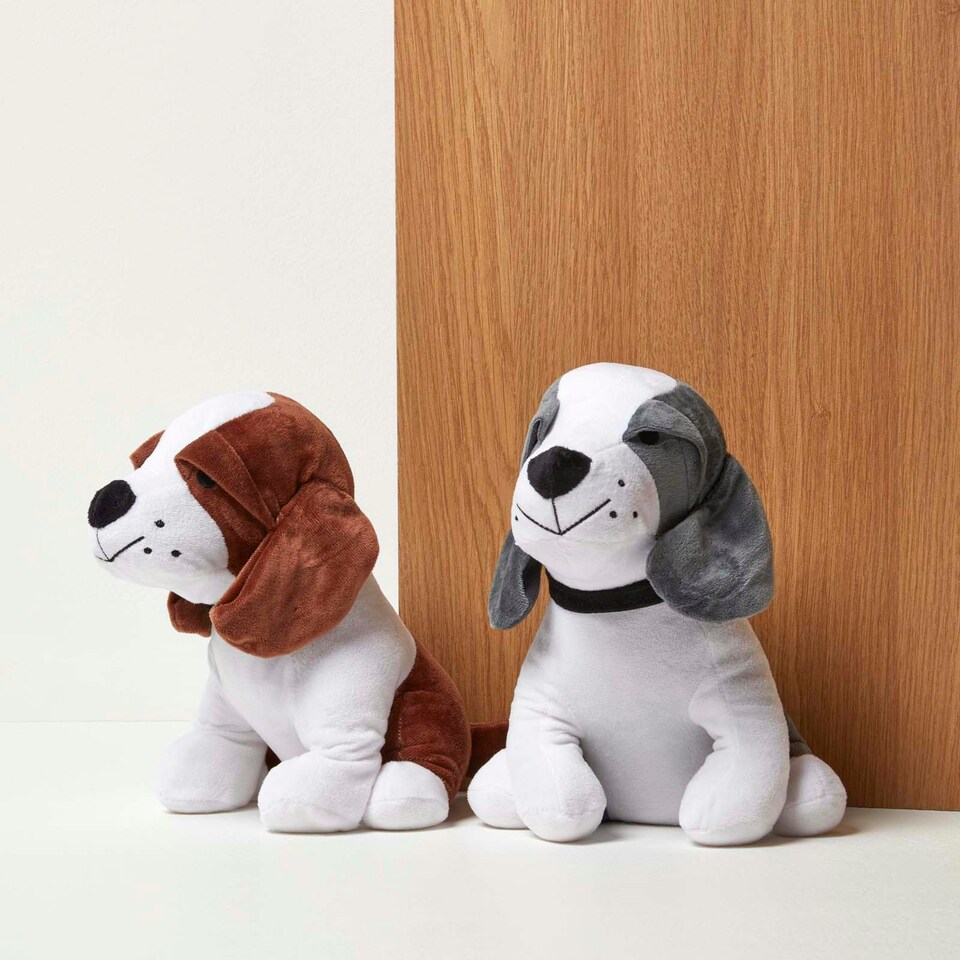image 1 of Homescapes Set of 2 Brown and Grey Dog Doorstops