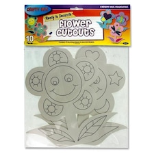 Pack of 10 Ready To Decorate Flower Cutouts by Crafty Bitz