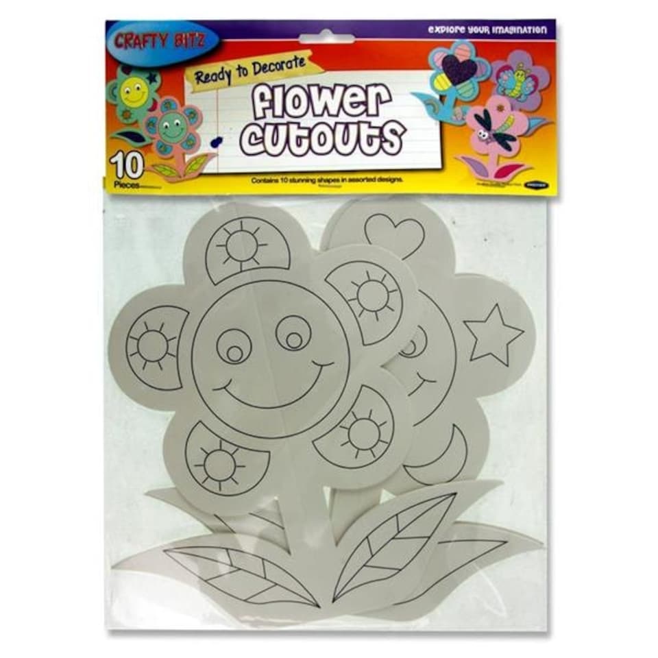 Pack of 10 Ready To Decorate Flower Cutouts by Crafty Bitz