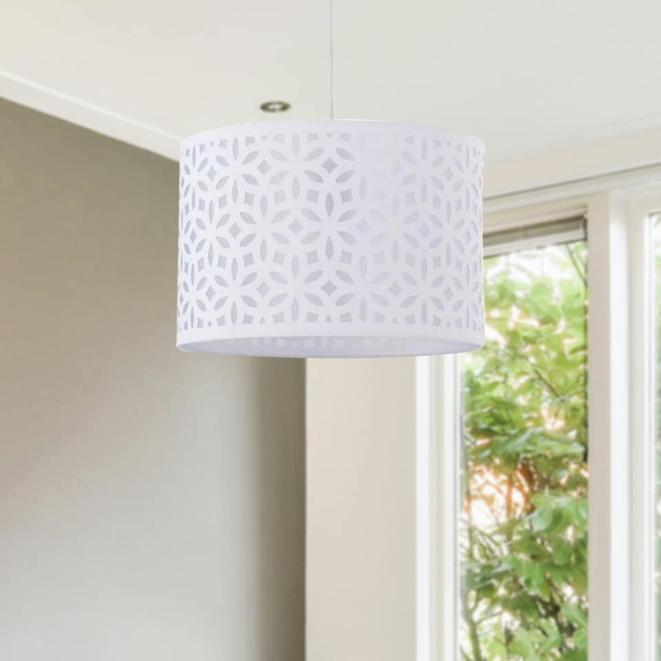image 1 of White Laser Cut 30cm Pendant Lightshade White