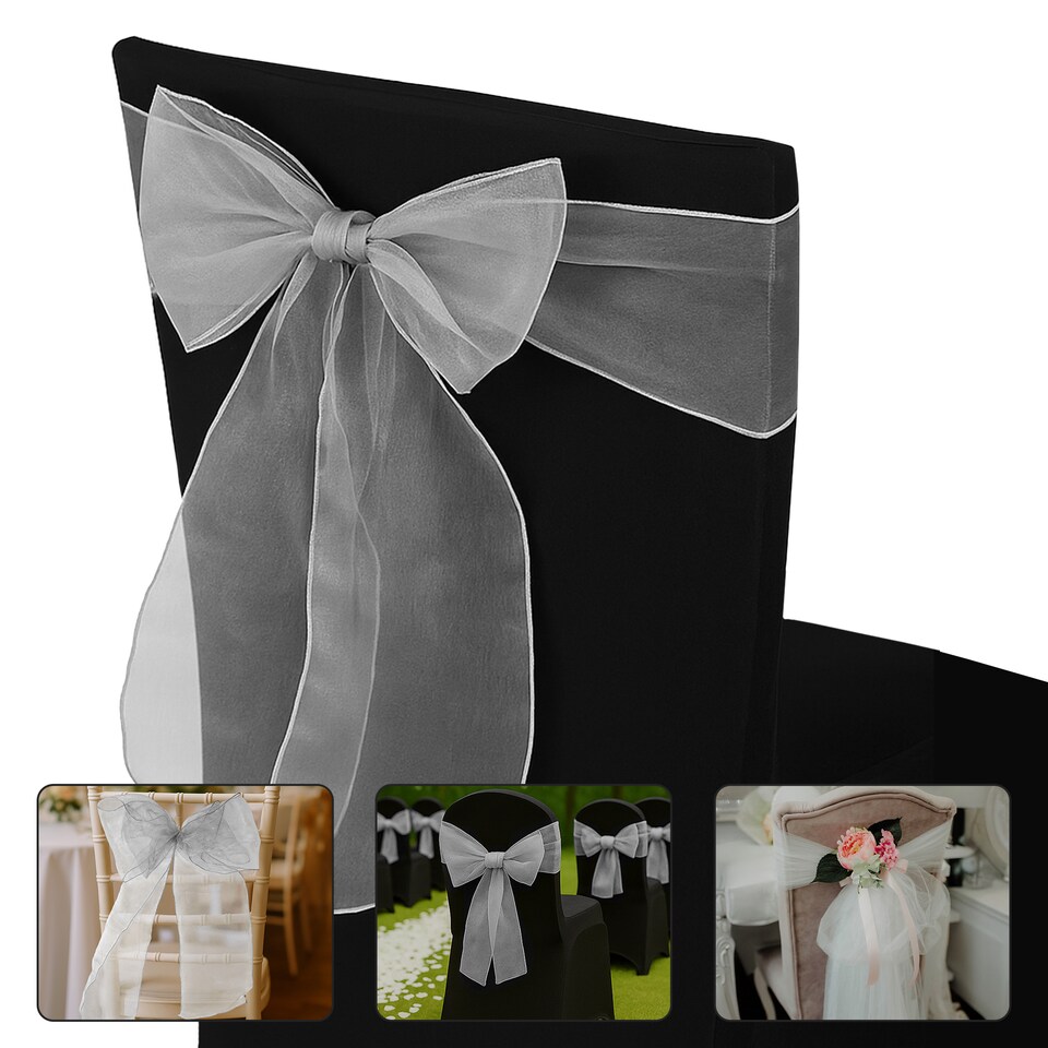 image 1 of 17 x 280cm Organza Chair Sashes, Sheer Sash Ties - 25pcs
