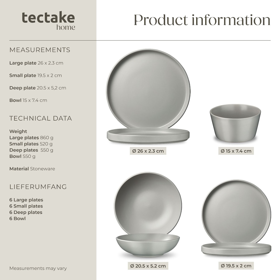 image 1 of Dinnerware Set for 6 People with Plates, Bowls, Utensils, Pots and Pans | Grey | grey/black | 39 pc | 1