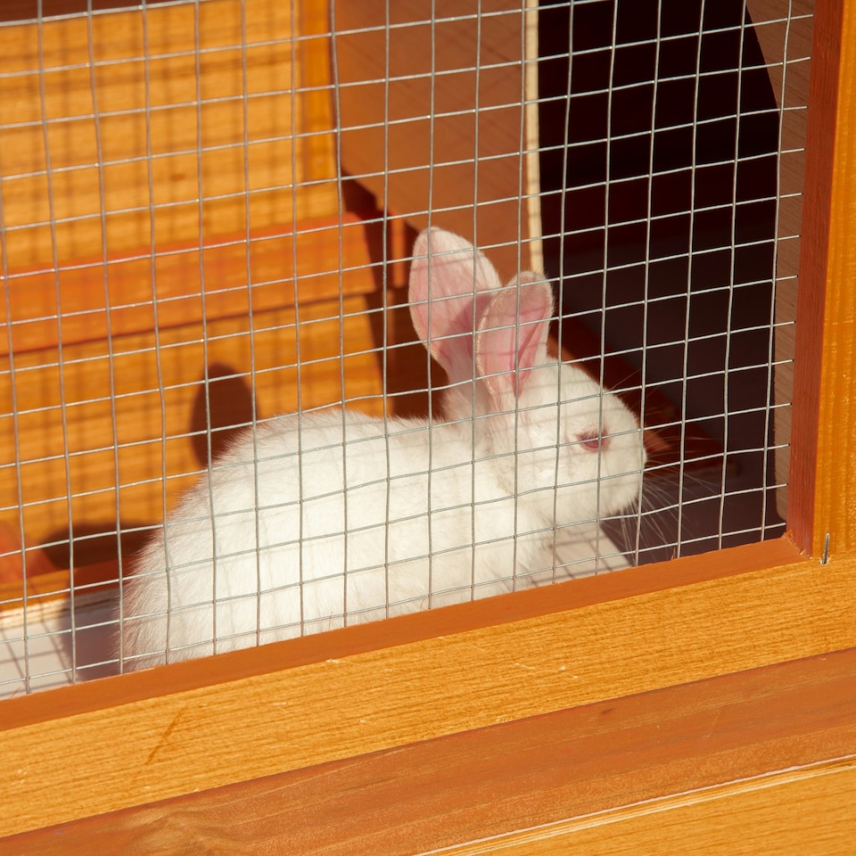 image 1 of Pawhut 90cm 2 Tiers Rabbit Hutch Wooden Pet Cage Run Vintage Bunny House