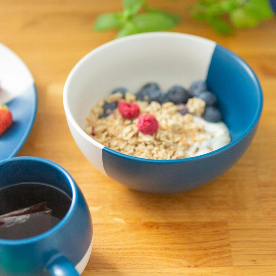 image 1 of Nicola Spring Dipped Stoneware Cereal Bowls - 16.5cm - Navy - Pack of 4 Blue