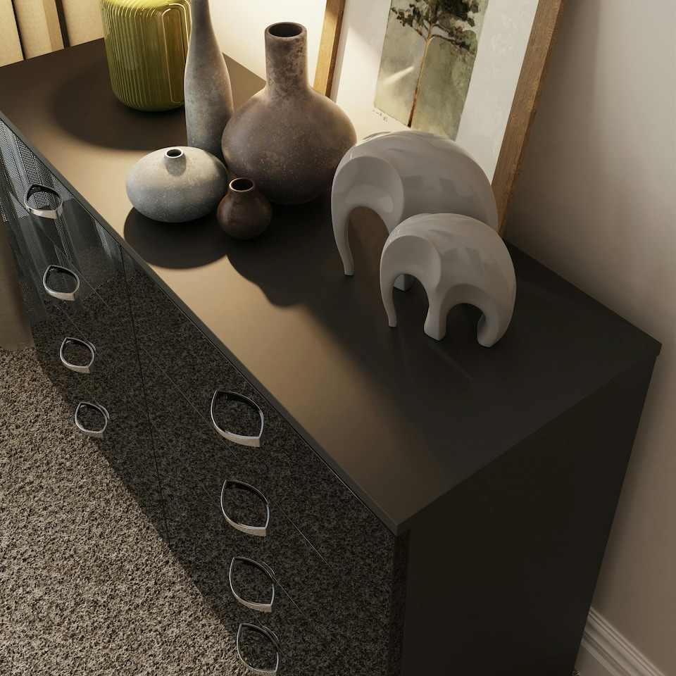 image 1 of FWStyle Chilton 8 Drawer Chest Of Drawers - Black Gloss Front