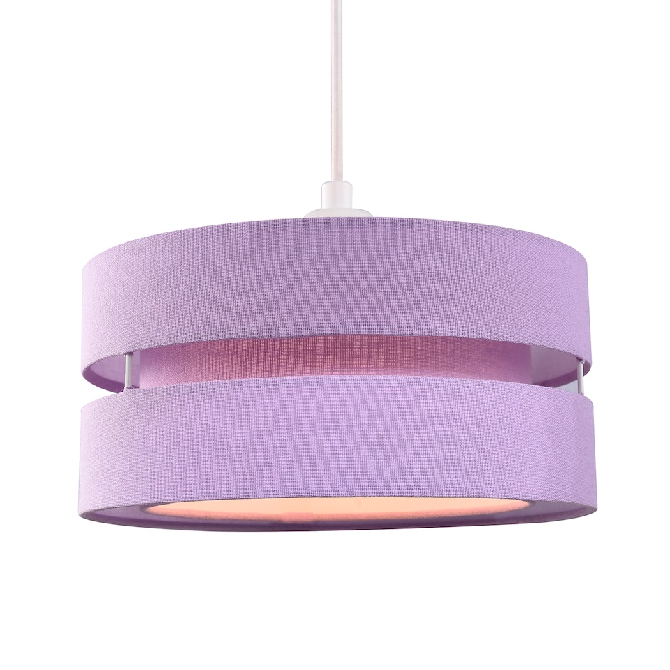 image 1 of Contemporary Quality Lilac Linen Fabric Triple Tier Ceiling Pendant Light Shade | Purple