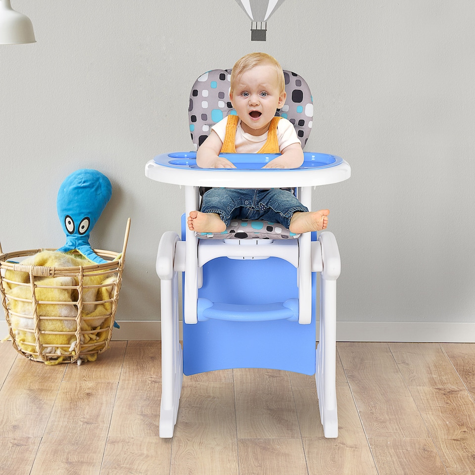 image 1 of HOMCOM 2-in-1 Convertible Baby High Chair Booster Seat w Removable Tray