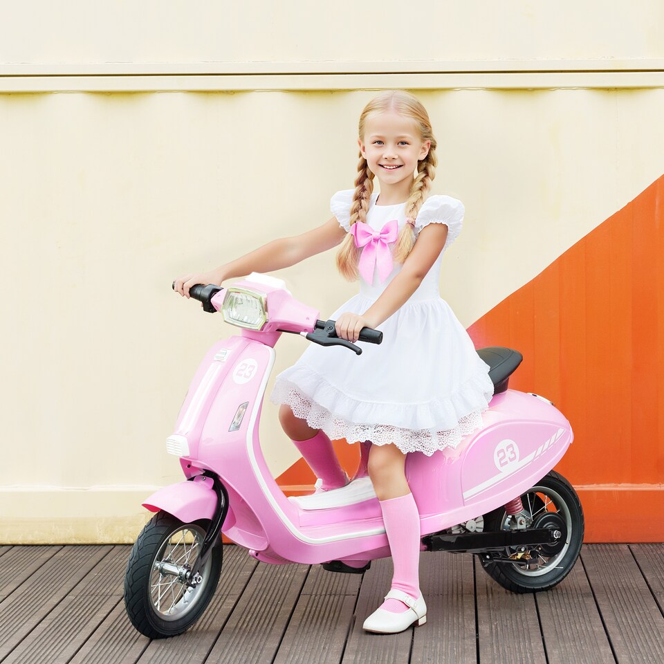 image 1 of AIYAPLAY Kids Electric Motorbike, 24V Battery Powered Ride on Motorcycle with Manual Throttle, Brakes and LED Lights for Ages 8-12 Years Old Boys and Girls | Pink