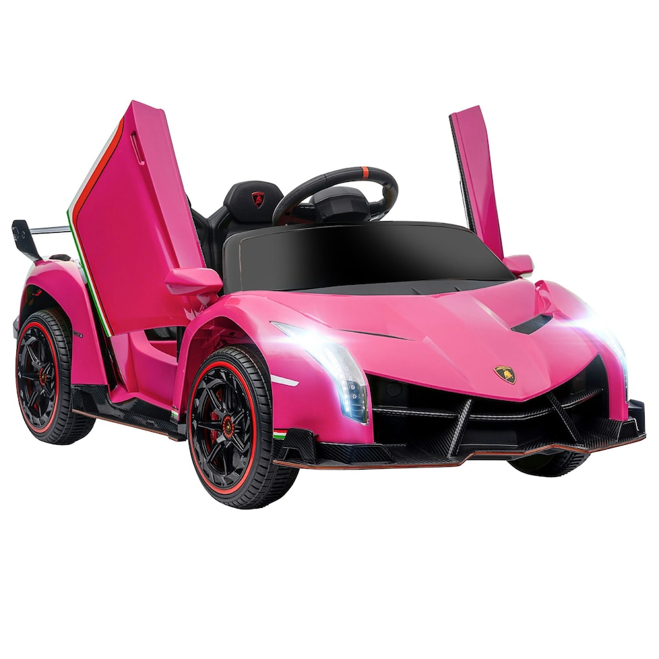 image 1 of HOMCOM Lamborghini Veneno Licensed Electric Ride-on Car w/ Remote- Pink