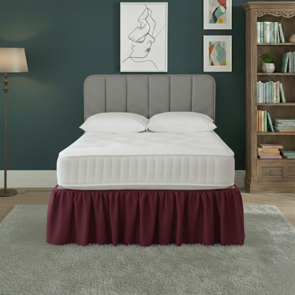 image 1 of Base Valance Polycotton Sheet for Divan Beds Easy Care Bed Base Cover | Red | Wine | King