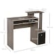 image 7 of HOMCOM Computer Desk with Sliding Keyboard Tray Storage Drawer Shelf Grey
