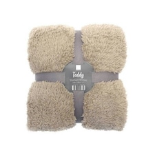 Ribbon Teddy Fleece Throw - Natural - 170cm x 130cm