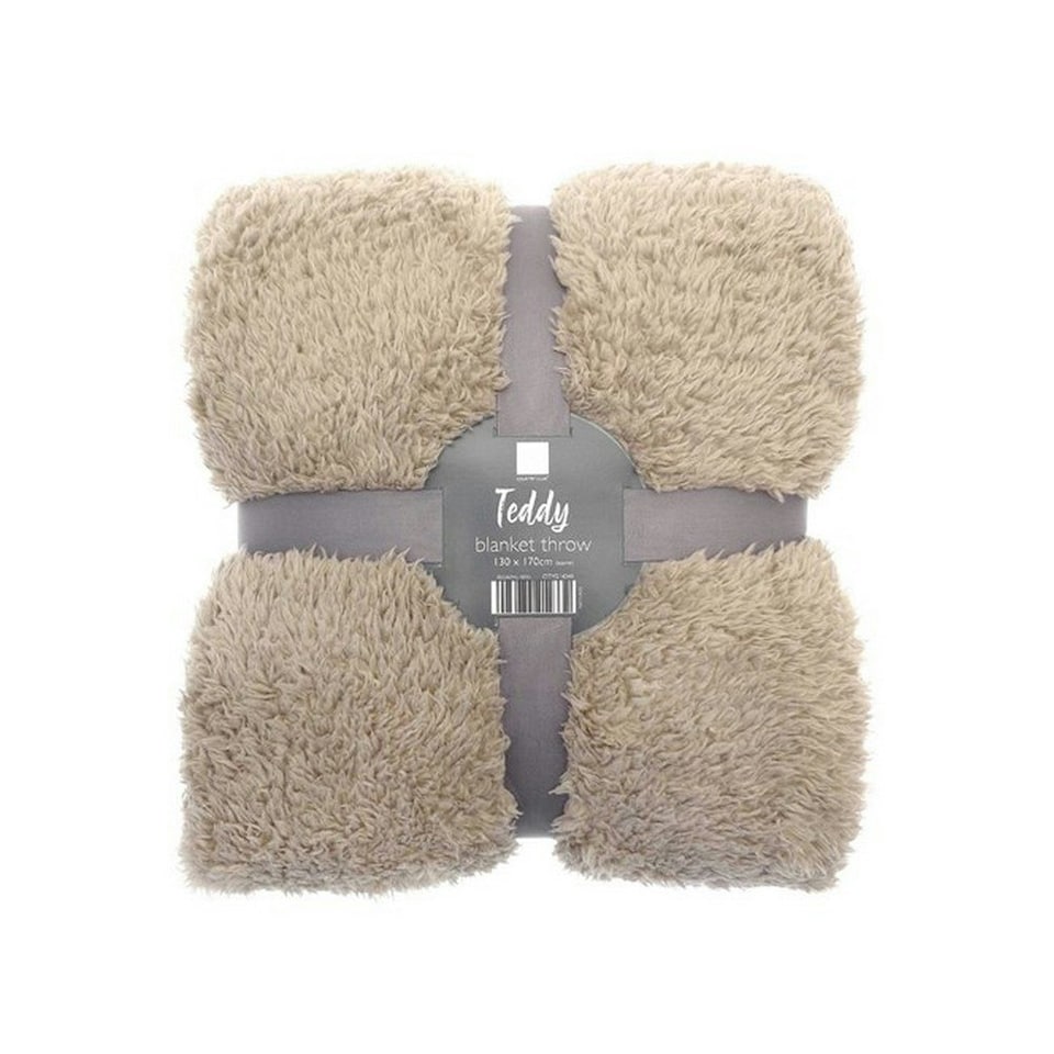 Ribbon Teddy Fleece Throw - Natural - 170cm x 130cm