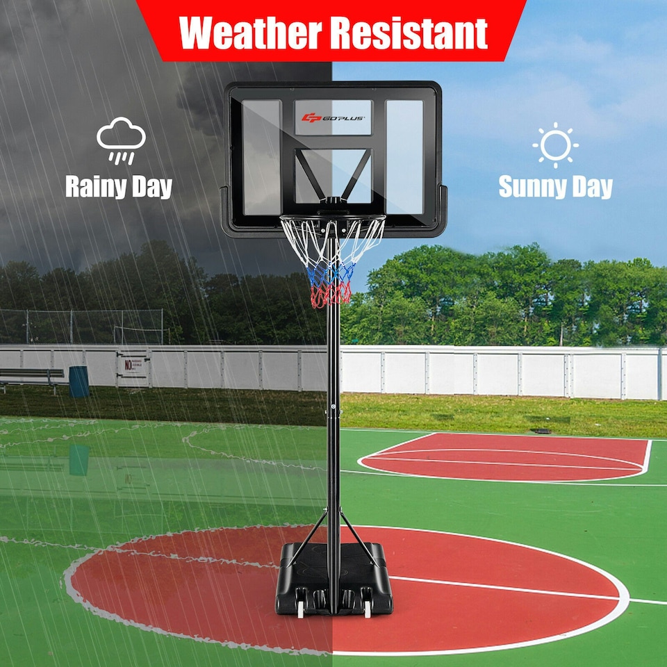 image 1 of COSTWAY Basketball Hoop Backboard Height Adjustable 1.35-3.05m Black | Standard