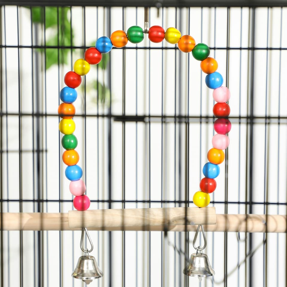 image 1 of PawHut Bird Cage, with Stand, Wheels, Toys, for Budgies, Finches, Parakeets