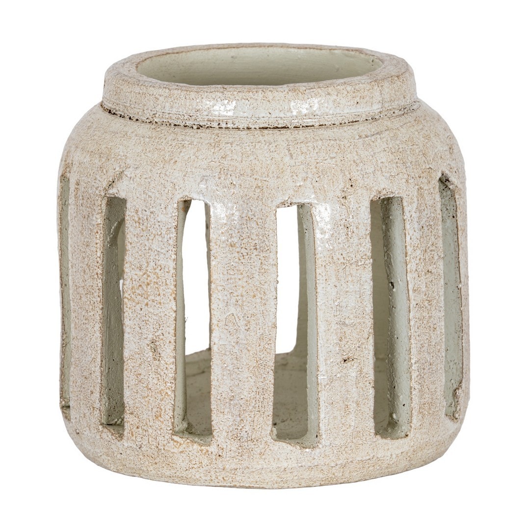 Lemon Pavilion Furniture and Decor Tarn Collection Medium Candle Holder - Ceramic - L20 x W20 x H19 cm in White