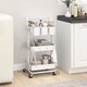 image 2 of HOMCOM 3 Tier Utility Rolling Cart, Kitchen Cart with 3 Removable Mesh Baskets, 3 Hanging Box, 4 Hooks and Dividers for Living Room, Laundry, Garage, White