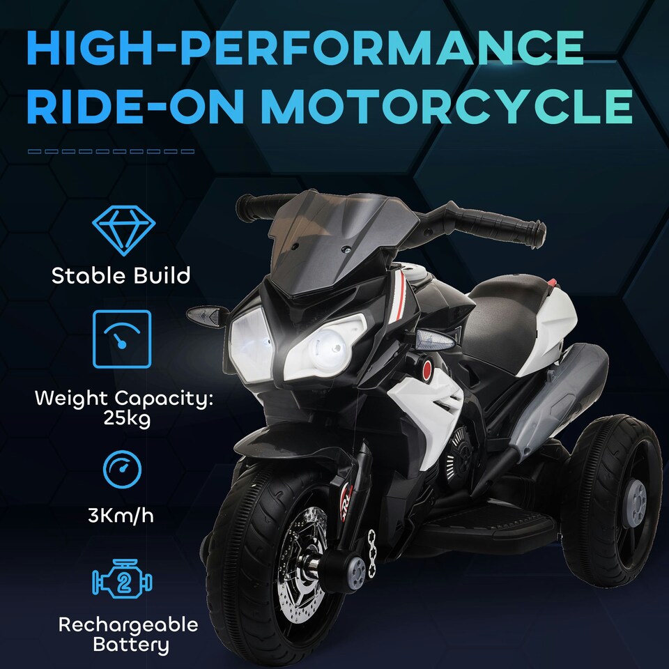 image 1 of HOMCOM Kids Electric Motorcycle Ride On Toy, 6V Battery Music Horn Lights