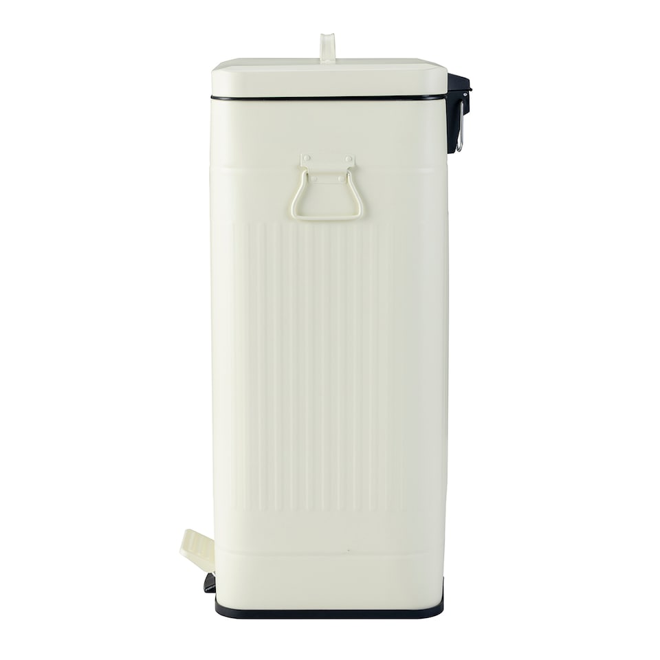 image 1 of Charles Bentley 30L Steel Square Retro Kitchen Pedal Waste Bin Cream