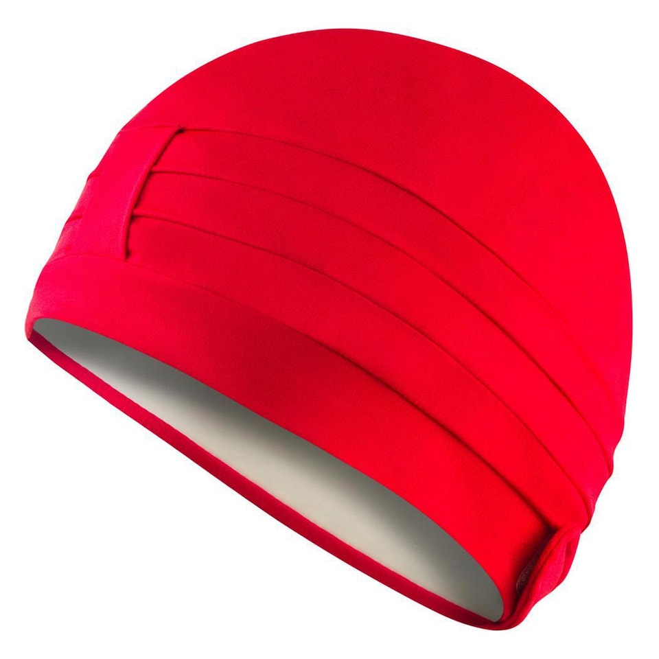 image 1 of Ladies Comfortable Fabric Swimming Cap | Turban Style Lightweight Swim Cap | Red | Red | One Size | 1