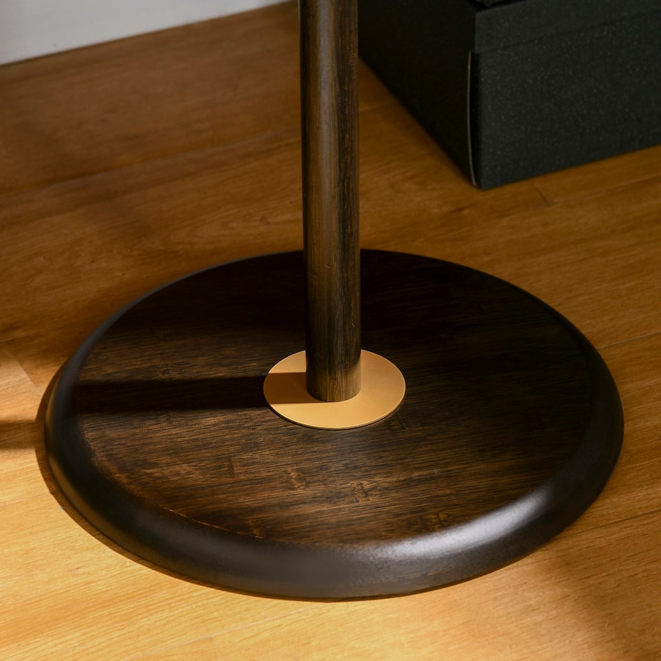 image 1 of HOMCOM Coat Rack Bamboo Coat Stand with Round Base for Handbags