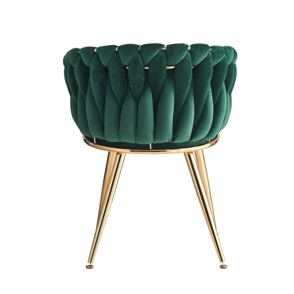image 1 of Single Roma Knot Velvet Armchair with Gold Metal Legs, Modern Tufted Design for Living Room Green