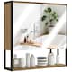 image 1 of HOMCOM Bathroom Mirror Cabinet Wall Mounted with Soft-Close Doors and Adjustable Shelf, Industrial Bathroom Wall Cabinet with Open Storage, 60 x 16 x 60 cm, Natural Wood Finish | Brown | Natural wood finish