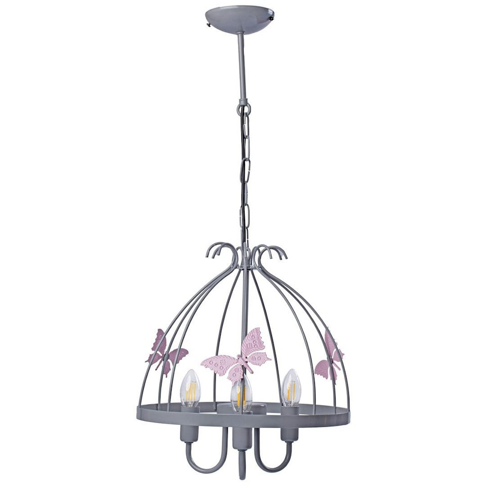 image 1 of Milagro Chandelier Kago 3XE14  Grey and Pink