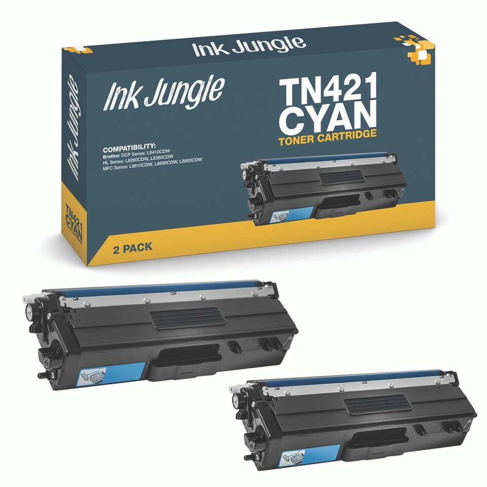 image 1 of 2x Compatible Brother TN421 Cyan Toner Cartridges