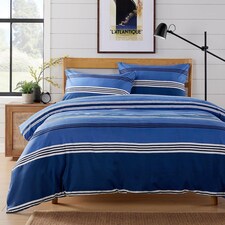 Harlow Stripes Printed Duvet Set in Blue - Double