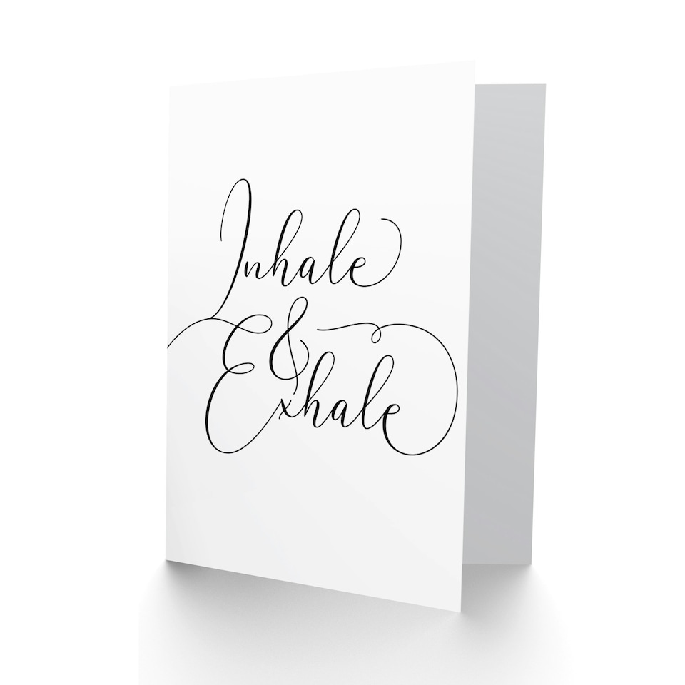 image 1 of Inhale Exhale Modern Typography Quote Blank Just to Say Card